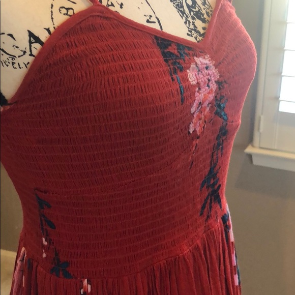 Free People Hi-Low Red Pink Floral Summer Maxi - Picture 6 of 7